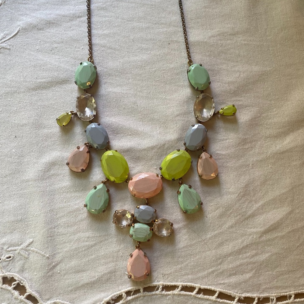 J Crew Multicolored Pastel Stone Statement Necklace